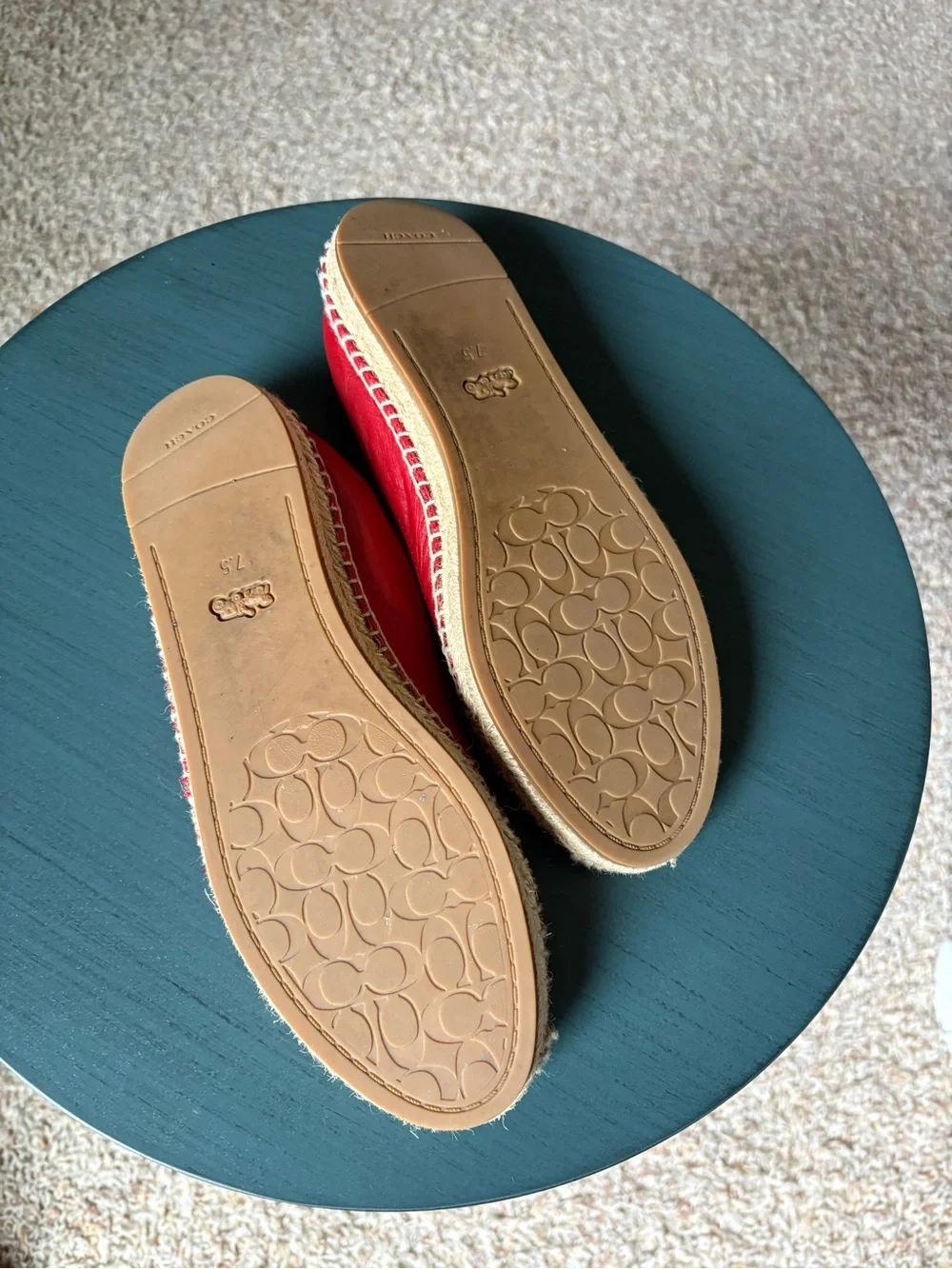 Coach Red Leather Espadrille Flats